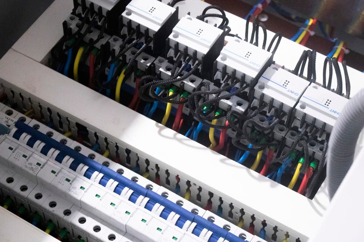 Wiring inside an electrical control panel